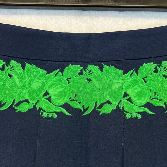 J. CREW 100% Silk Skirt Size 8 Beanstalk Stripe Blue Green Mini Pleats Lined - Picture 6 of 15